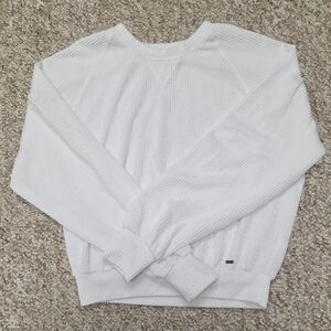Hollister White Ribbed Sweater Top